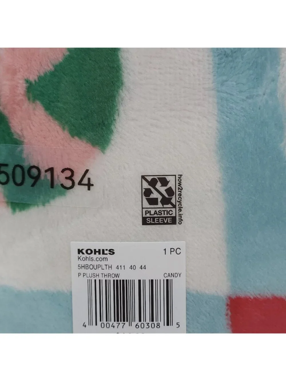 The Big One Oversized Plush Throw Blanket 5'x6' Candy Pattern Faux Fur Holiday